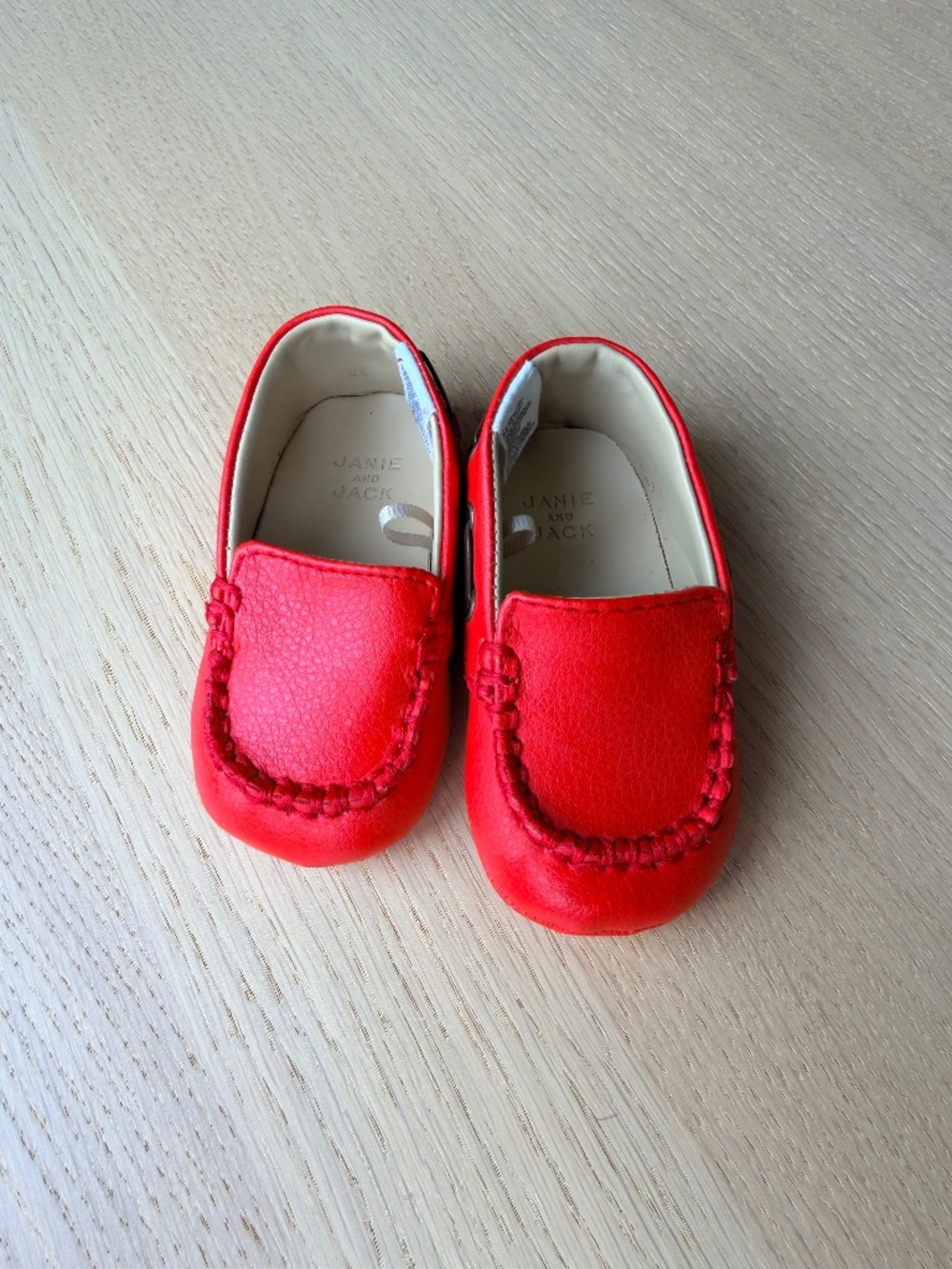 Janie and Jack- Red baby loafers, size 3-6 months